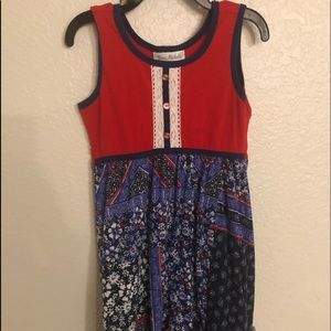 Red,white and blue highlow little girls dress